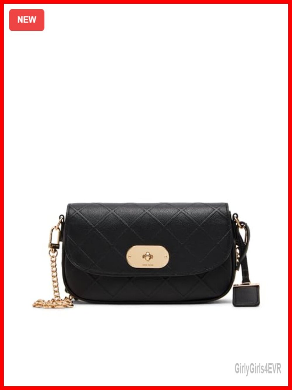 Women's Emboss Saddle Crossbody Bag with Varigated Chain Strap